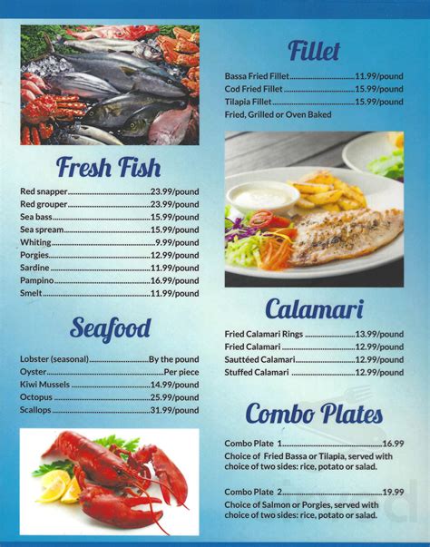 Mermaid's Seafood Restaurant menu in Ottawa, Ontario, Canada