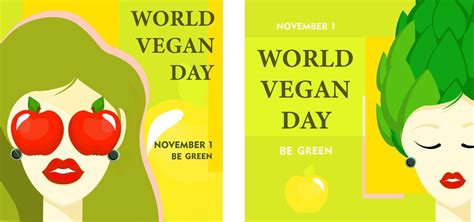 Cool posters for vegan day. Modern trendy banner style for ...