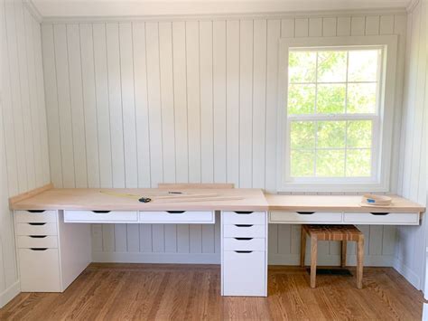DIY desk built-in with Ikea Alex desk & drawer hack | Ikea home office, Ikea home, Ikea alex desk