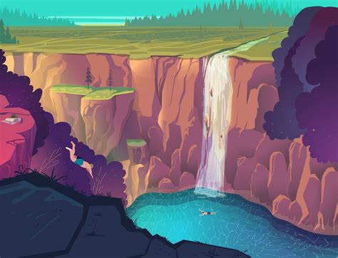 Waterfall Vector illustration (42553) | Illustrations | Design Bundles