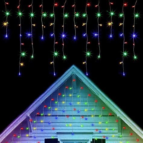 Twinkle Star 360 LED Christmas Icicle Lights Outdoor Dripping Ice Cycle Lights, 29.5ft 8 Modes ...