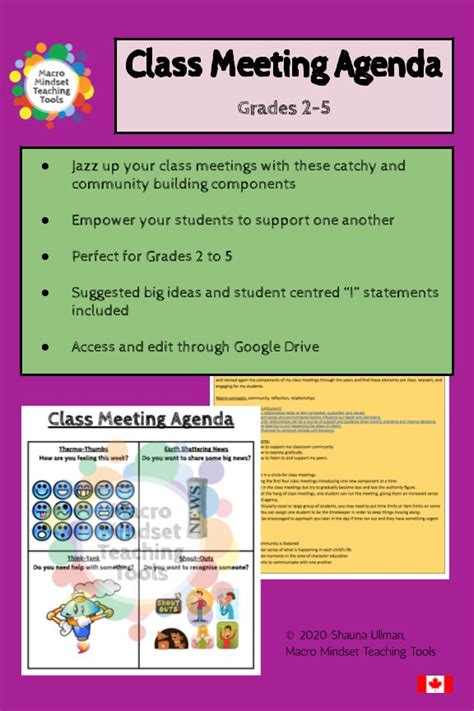 Class Meeting Agenda | Class meetings, Meeting agenda, Teaching mindset