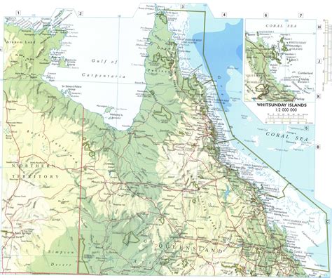 Map of Eastern Australia with cities and towns, rivers and mountains