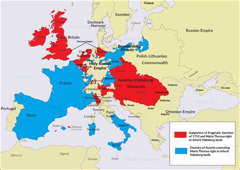 Alliances in Europe 1740, on the eve of War of Austrian Succession : r ...