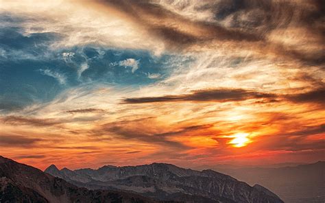 wallpaper for desktop, laptop | nv05-sunset-mountain-sky-cloud-nature