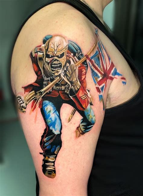 Iron Maiden Tattoo, Iron Maiden Eddie, The Trooper, Watercolor Tattoo, Tatting, Ink, Tatoo, Law ...