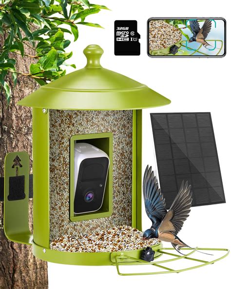 Smart Bird Feeder with Camera & Solar Powered, 1080P HD& 160° Camera, Motion Activated, Auto ...