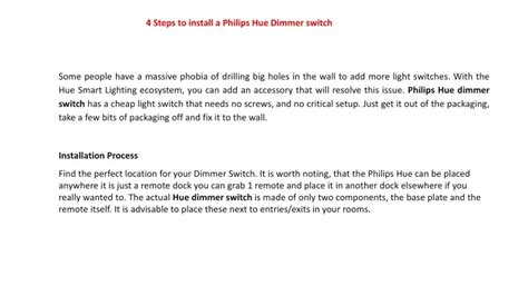 PPT - 4 Steps to install a Philips Hue Dimmer switch PowerPoint ...