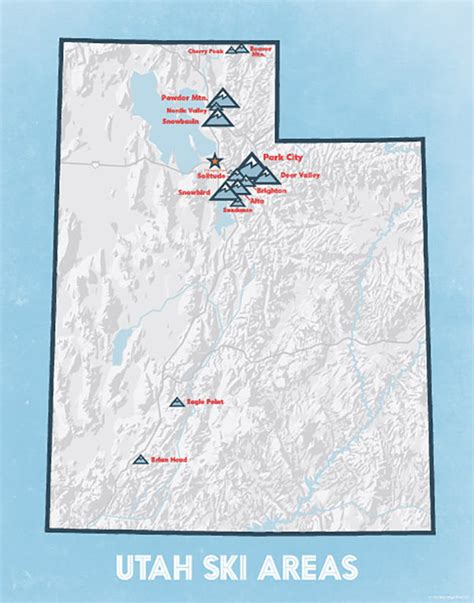 Utah Ski Resorts Map 11x14 Print - Best Maps Ever