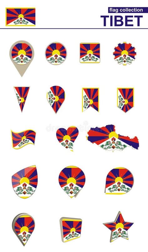 Tibet Flag Collection. Big Set for Design Stock Vector - Illustration ...