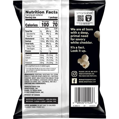 White Cheddar Popcorn Nutrition Facts | Blog Dandk