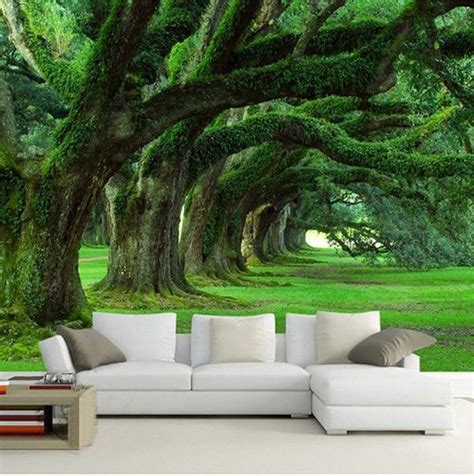 3D Green Forest Moss Trees Wallpaper for Home or Business Wald Wallpaper, Floor Wallpaper ...