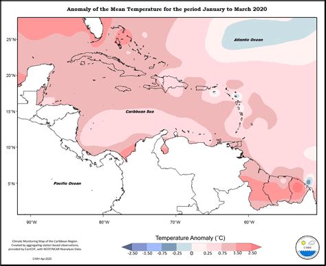 Mean Temperature Anomalies March 2020 – Caribbean Regional Climate Centre