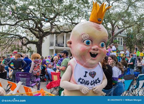 King Cake Baby Mascot Along Mardi Gras Parade Route Editorial ...