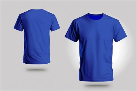 Mockup of a blank royal blue tshirt front and back isolated on white ...