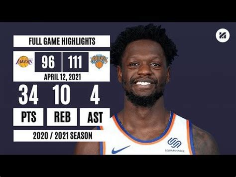 Julius Randle Full Game Highlights vs LAL (34 PTS, 10 REB, 4 AST, 2 STL,... : NYKnicks