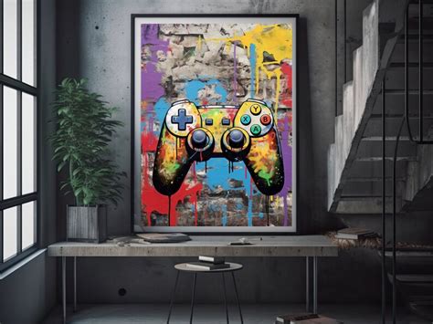 Gaming Graffiti Wall Art Gamepad Painting Game Controller - Etsy