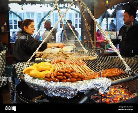 Traditional German food, Heidelberg Christmas market, Germany Stock ...