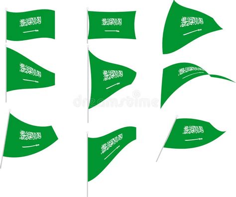 Vector Illustration of Set with Saudi Arabia Flag Stock Vector ...