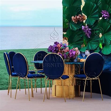 Navy blue dining chair soft velvet chaise - Fumai