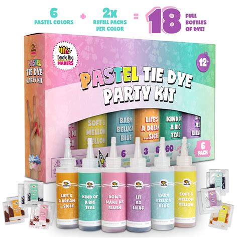 Pastel Tie Dye Kit (Tye Die Kits) Create Colorful Custom Designs with 6 Bottles of Fabric Dye ...