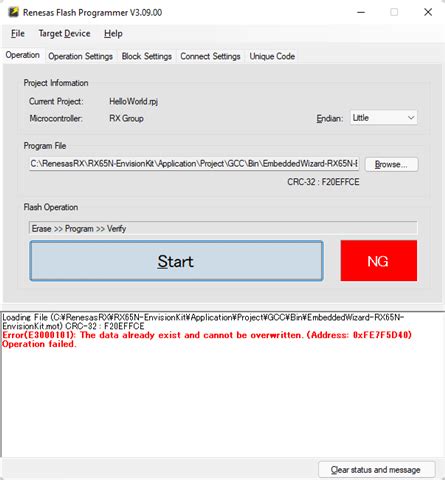 How to use Flash programmer on RX65N? - Forum - RX MCU - Renesas Engineering Community