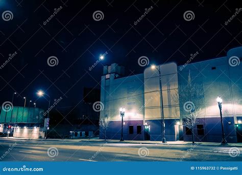 Empty Dark City Street Road with at Night Stock Photo - Image of gritty ...