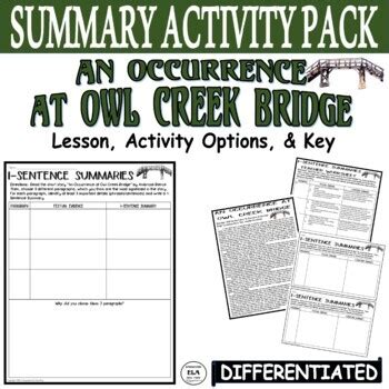 An Occurrence at Owl Creek Bridge Summary Activity Short Stories Worksheets