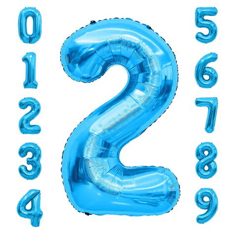 Number Balloon 40 Inch, Number Balloons Blue, Number 2 Balloon, Birthday Large Foil Blue ...