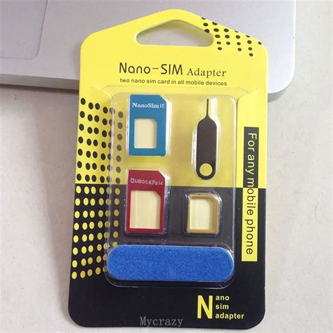 Metal 5 in 1 Micro Sim Adapter Nano Sim Card Adapter For iphone 4 4s 5 ...