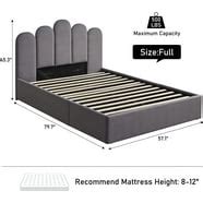 AMERLIFE Full Size Bed Frame Wooden Platform Bed with 51.2 Storage ...