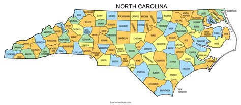 North Carolina County Map (Printable State Map with County Lines) – DIY Projects, Patterns ...