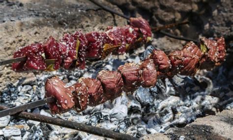 Skewers of Traditional Espetada Da Madeira Stock Photo - Image of ...