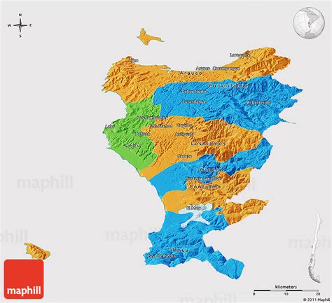 Political Panoramic Map of ARAUCO, cropped outside