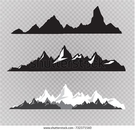 Set Black White Mountain Silhouettesbackground Border Stock Vector ...