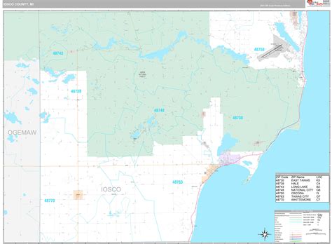 Iosco County, MI Wall Map Premium Style by MarketMAPS