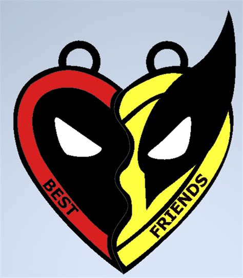 STL file Heart Super Friends necklace, Deadpool x Wolverine 💜 ・3D ...