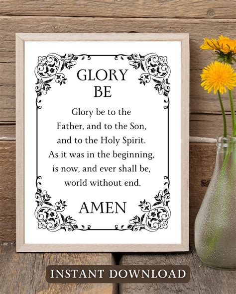 Glory Be Prayer, Instant Download, Glory Be to the Father, Catholic Prayers, Religious Home ...