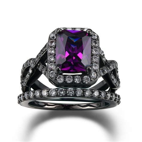 Purple Diamond Engagement Ring Set Caymancode | Fashion rings, Purple diamond engagement ring ...