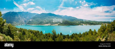 Panorama of beautiful landscape of St Croix Lake in the Gorges Du ...