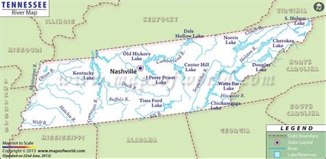 Tennessee Rivers Map, Rivers in Tennessee