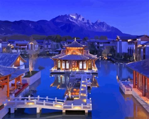 Lijiang At Night - 5D Diamond Painting - DiamondPaintings.SHOP