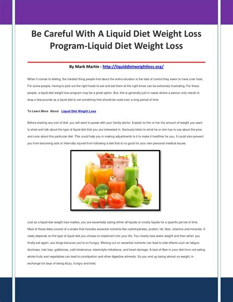 The Liquid Diet For Weight Loss - Weight Loss Wall