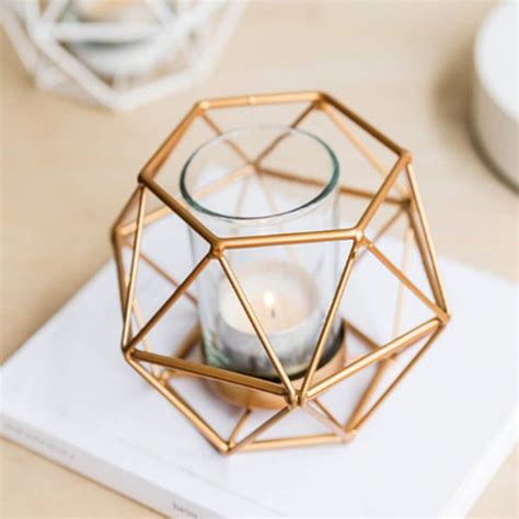 Home Décor B Blesiya Geometric Metal Wire Iron Tea Light Candle Holder ...