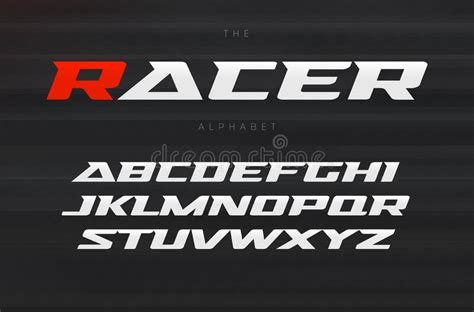 Racing Font, Aggressive and Stylish Lettering Design. Dynamic Letters, Italic Wide Font with ...