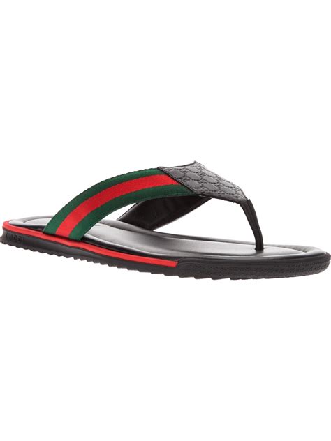 Lyst - Gucci Stripe Detail Flip Flops in Black for Men