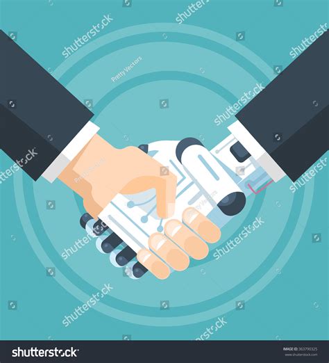 Businessman Robot Handshake Vector Flat Illustration 스톡 벡터(로열티 프리) 363790325 | Shutterstock