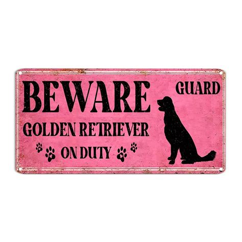 Beware Dog on Duty Metallschild Golden Retriever Aluminium-Metallschild Jagd Angeln Tier 15,2 x ...