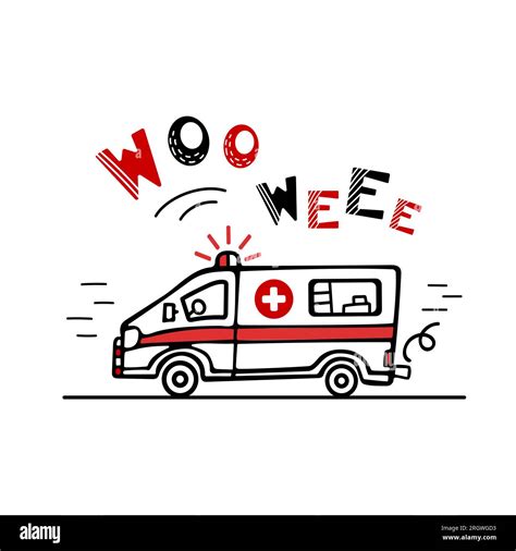 The ambulance is in a hurry to help Cute childrens illustration in ...