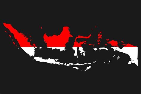 Download Indonesia map silhouette with flag on black background for free | Cool backgrounds ...